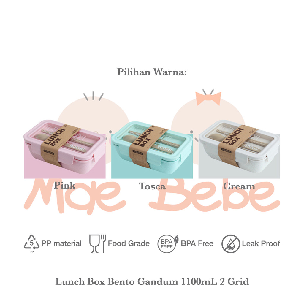 Beautiful Wheat Lunch Box Bento Kotak Bekal Makan Anak Jerami Gandum 1100ml