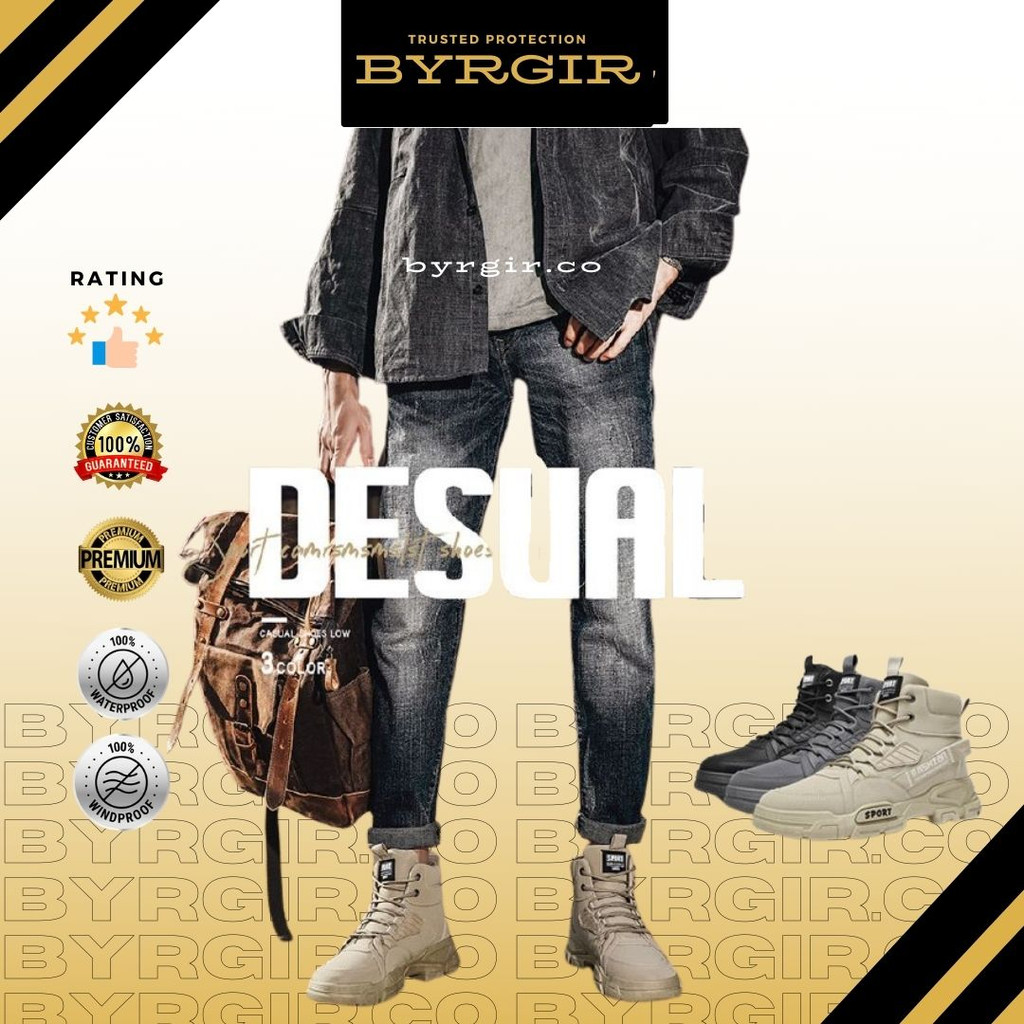 BYRGIR Sepatu Outdoor Casual Pria Sport Fashion Boots Tinggi Keren Travel Mendaki Gunung