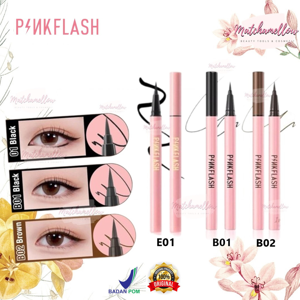 ❄️MATCHA❄️PINKFLASH WATERPROOF EASY EYELINER PEN - EYELINER HITAM &amp; COKLAT BPOM