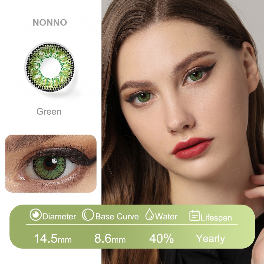 (COD) Cosplay softlens minus(-1.25s/d-6.00)，Lensa Kontak Biru/Hijau/Kuning, softlens Mata Pembesaran 14.50MM