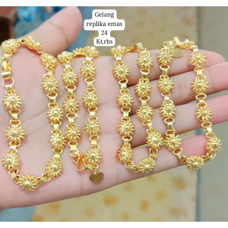 Gelang sultan lapis emas murni matahari bunga tanjung