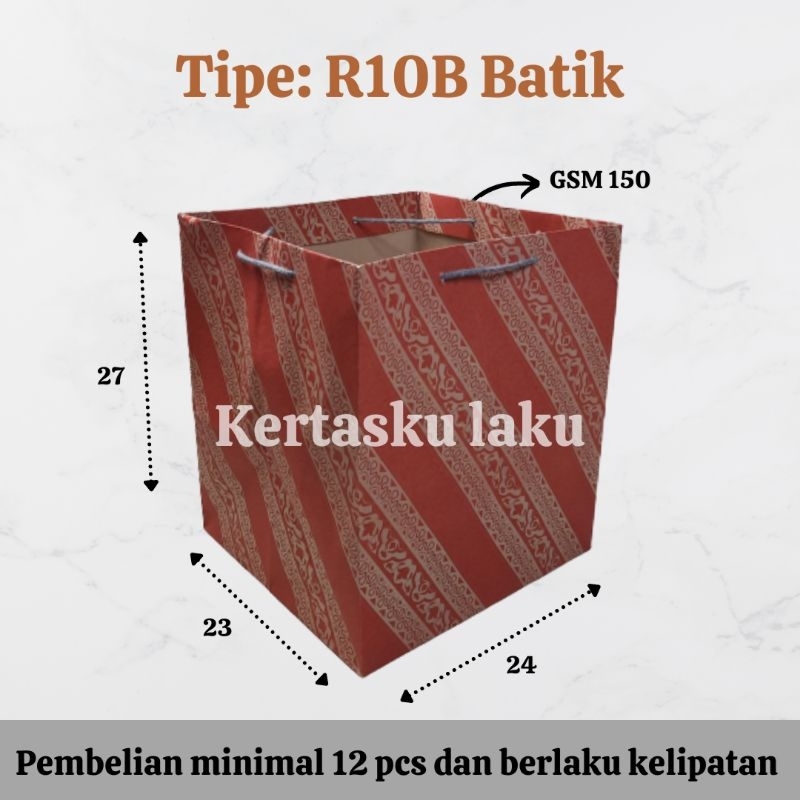 

R10B Batik Merah, Tas kertas untuk kotak nasi 22*22, P24 L23 T27