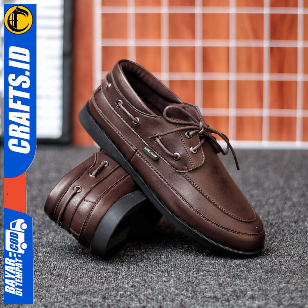 SepatuFormal Pantofel Pria Tali Hitam Kulit PU Original Brown Black Kantor Crafs Dario