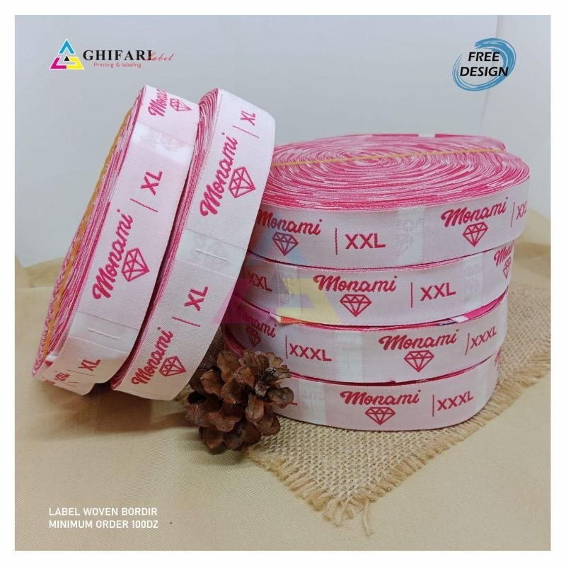Free desain 3,5x5,5cm label woven bordir custom,woven damask woven lembut label cotton label pakaian