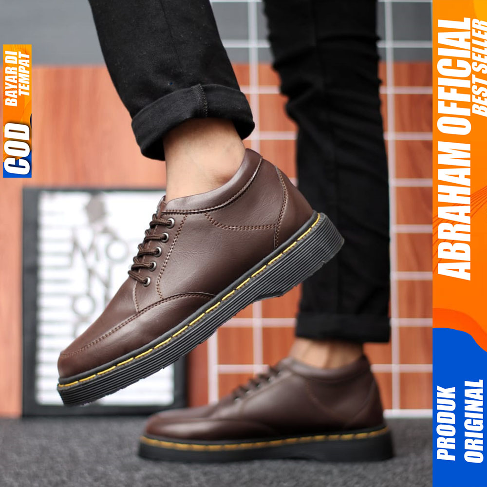 Sepatu Formal Pantofel Pria Docmart Casual Kulit Pu Hitam Kerja Pria