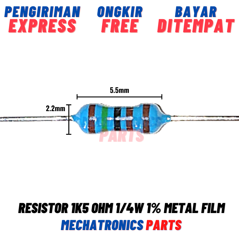 RESISTOR 1.5K 1K5 OHM 1/4W 1% METAL FILM