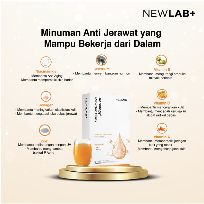 NEWLAB Acnalogy Powder Drink | Obat Minum Jerawat | Minuman Antioksidan | Penghilang Bekas Jerawat | Acne Treatment Drink