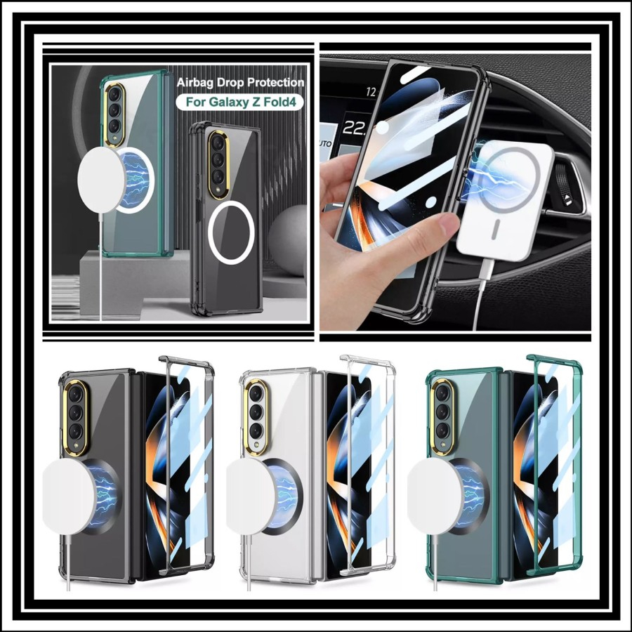 CASE SAMSUNG GALAXY Z FOLD 4 FOLD4 5G CASE ANTI CRACK LOGO MAGSAFE CASING HP