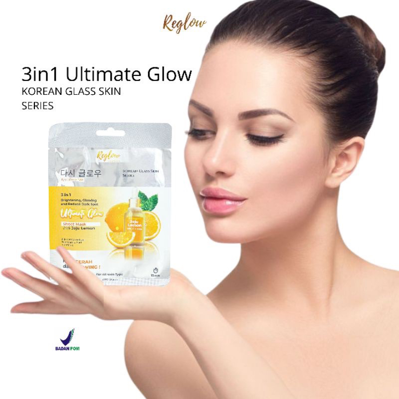 (BISA COD) SHEET MASK REGLOW DR SHINDY SKINCARE ORIGINAL 3 IN 1 ULTIMATE GLOW WITH JEJU LEMON MASKER