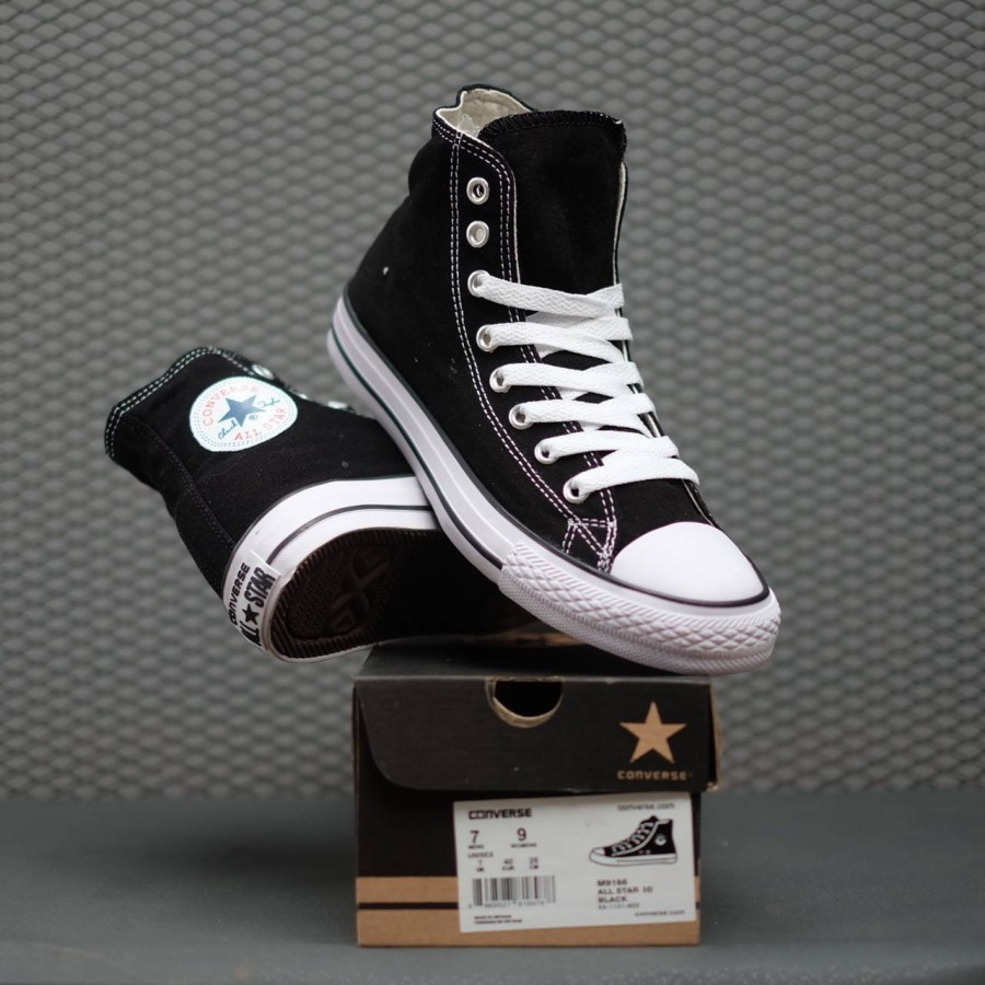 Sepatu Allstar  Classic High /Converse All Star Sepatu Sekolah Pria Wanita Anak Sd Smp Sma Kuliah Nb Tali Full Hitam M1 Termurah