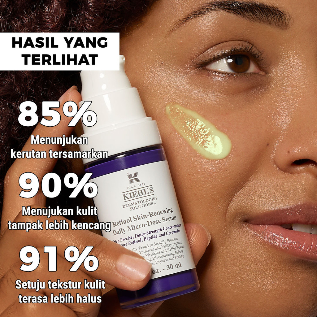 Kiehl's Retinol Skin-Renewing Daily Micro-Dose Serum 30 ML. Mengandung Retinol, Ceramide, Peptide