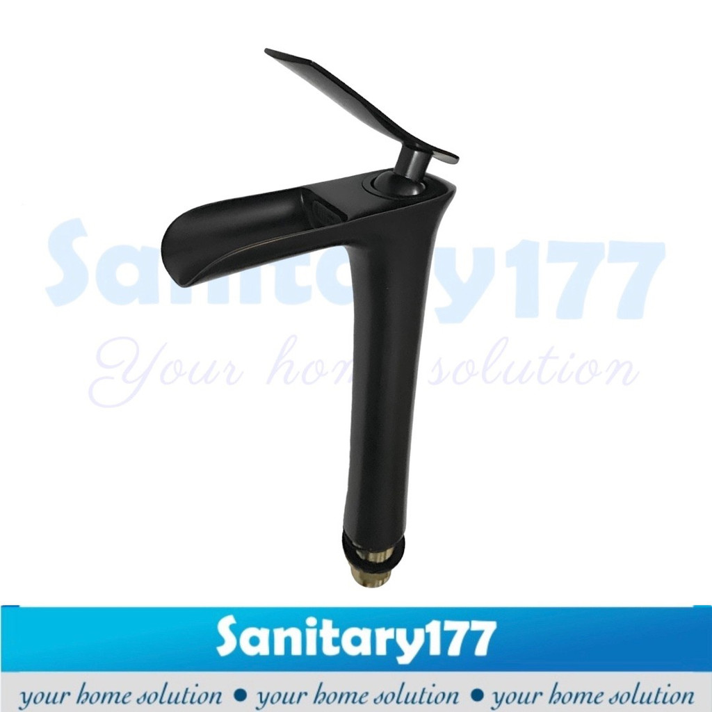 Kran wastafel kuningan HITAM air terjun -keran air cuci tangan brass faucet mixer washtafel black 20 30 elite elegan slim langsing jumbo