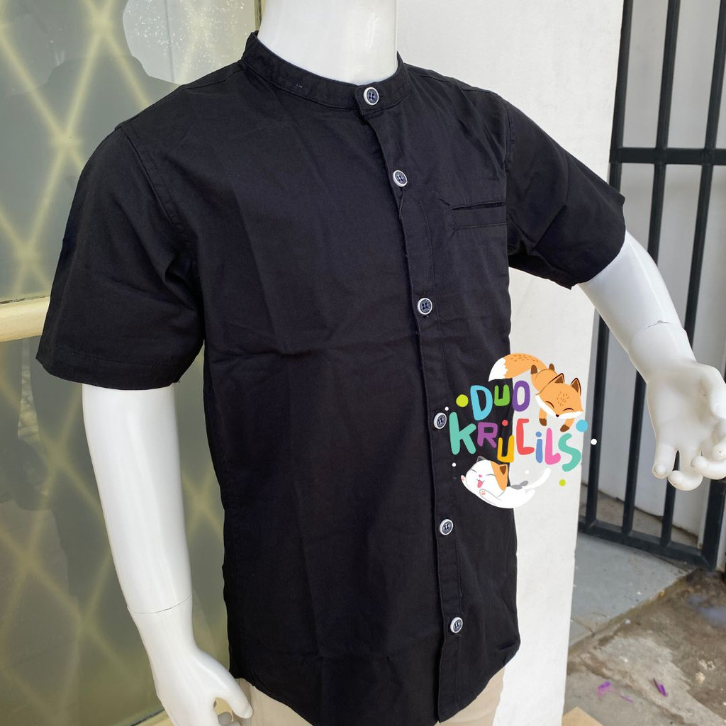 KEMKO kemeja koko Hitam polos anak dan dewasa bahan super premium by sajuak kids