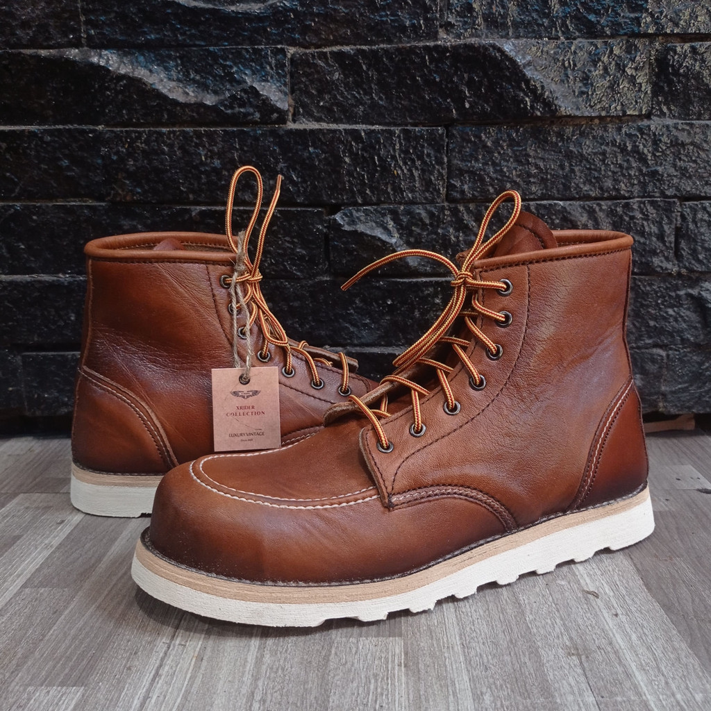 Xrider Safety Boots Kulit Moc Toe - Vintage Brown