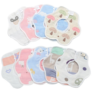 GO!CLM1158 Celemek Bayi Penyerap Air Liur Karakter Lucu Bentuk Bunga Bisa Diputar Apron Baby Bibs Slabber Perlengkapan Makan