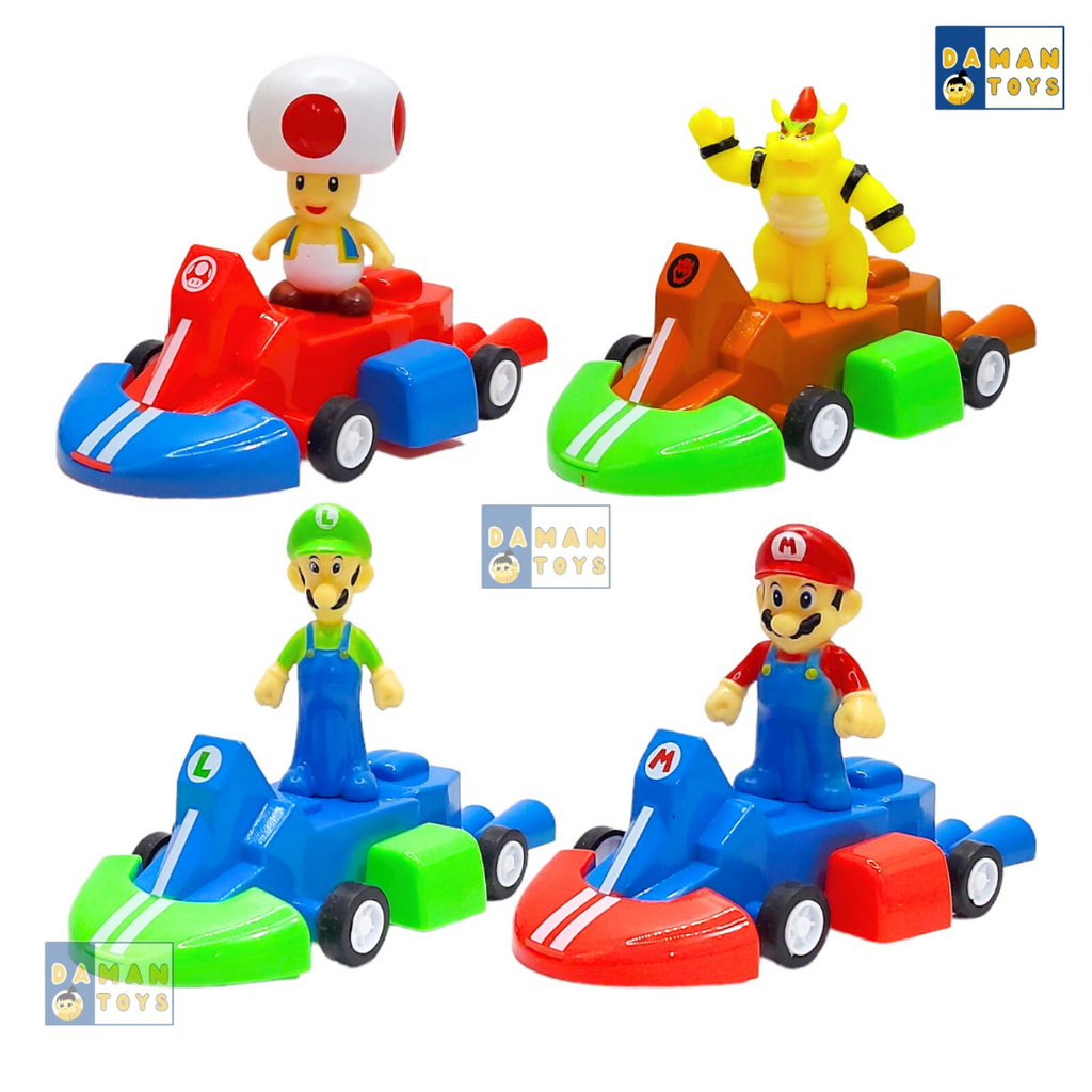 Mainan Mobil Super Mario Kart Luigi Bowser Koopa Donkey Kong  Putri Princess Pull Back