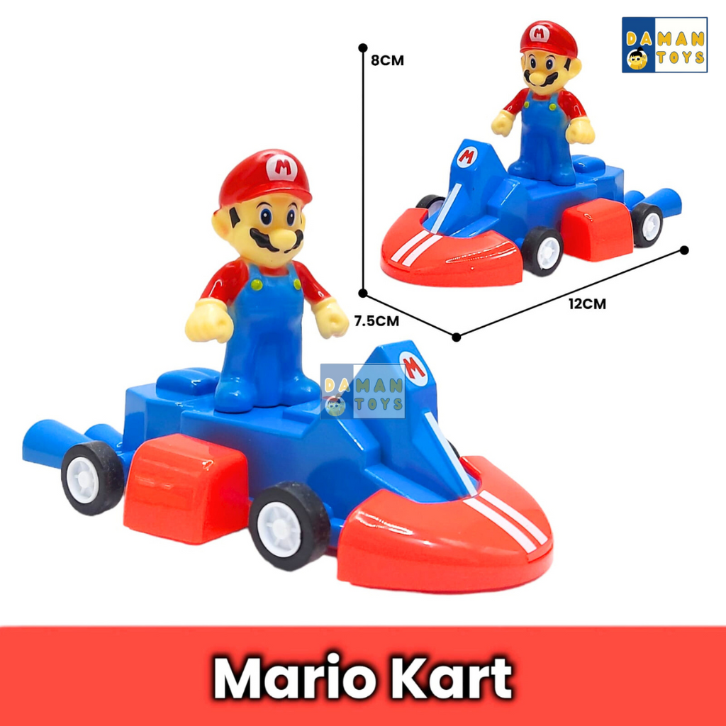 Mainan Mobil Super Mario Kart Luigi Bowser Koopa Donkey Kong  Putri Princess Pull Back