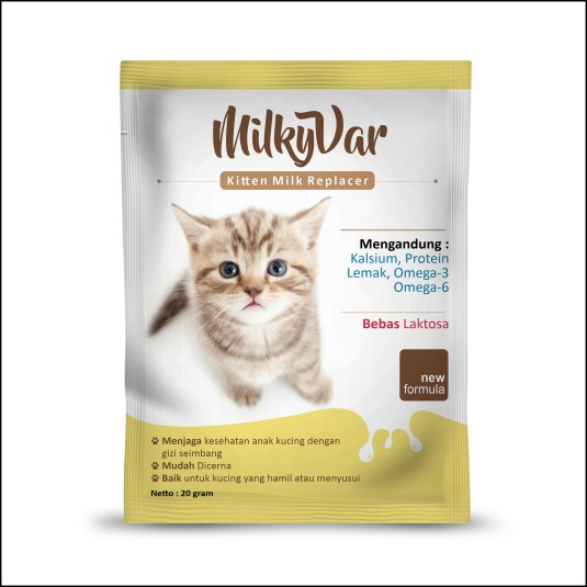 Milk replacer Susu kucing dewasa, susu anak kucing kitten Milkyvar isi 1 Sachet