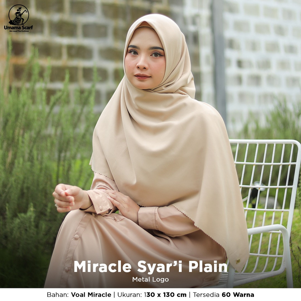 UMAMA HIJAB SEGI EMPAT Voal Miracle Syari Polos Lasercut Dengan Metal Logo