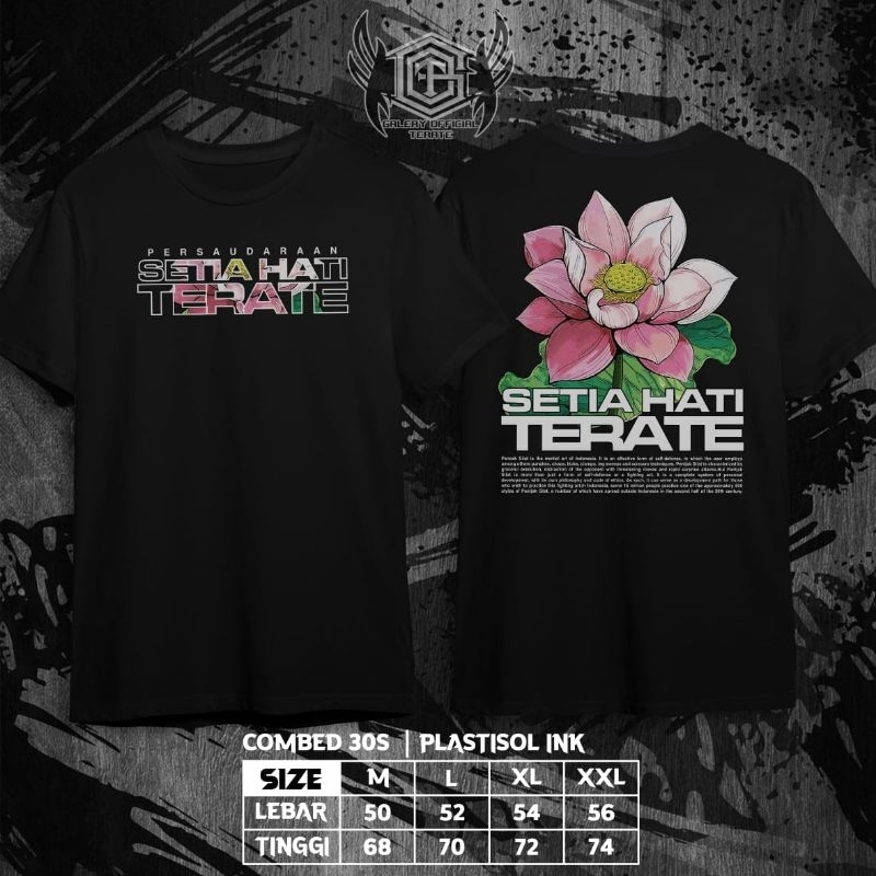 KAOS BUNGA TERATE TERBARU//KAOS BUNGA PSHT KEREN//KAOS HITAM SABLON PLASTISOL//KAOS HITAM COWO CEWE 
