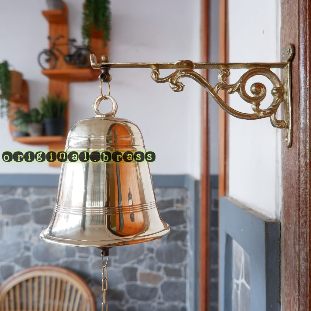 Bel Sekolah Lonceng Gereja Lonceng Pabrik Bel Pintu Tanpa Kabel Lonceng Kuningan Diameter 14cm