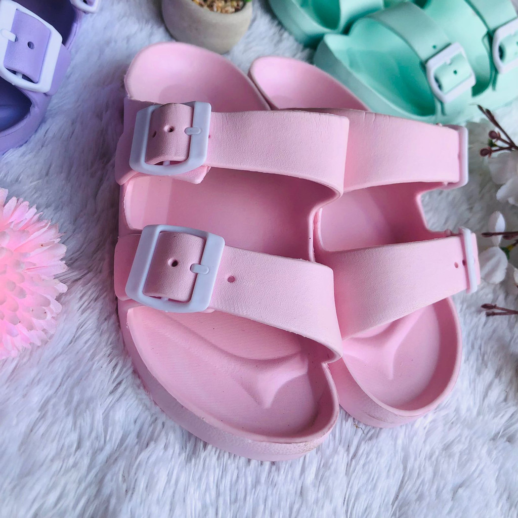 SLOP 2STRAP - Sandal Bahan EVA Karet Polos Wanita Slip On Korean Style Murah Empuk Anti Selip Sendal Jelly Wanita | SLIDE KARET