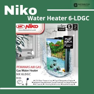 NIKO Water Heater Gas  NK 6LDG A B C D 6 Liter LED Display Body Kaca Original