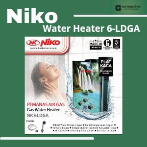 NIKO Water Heater Gas  NK 6LDG A B C D 6 Liter LED Display Body Kaca Original