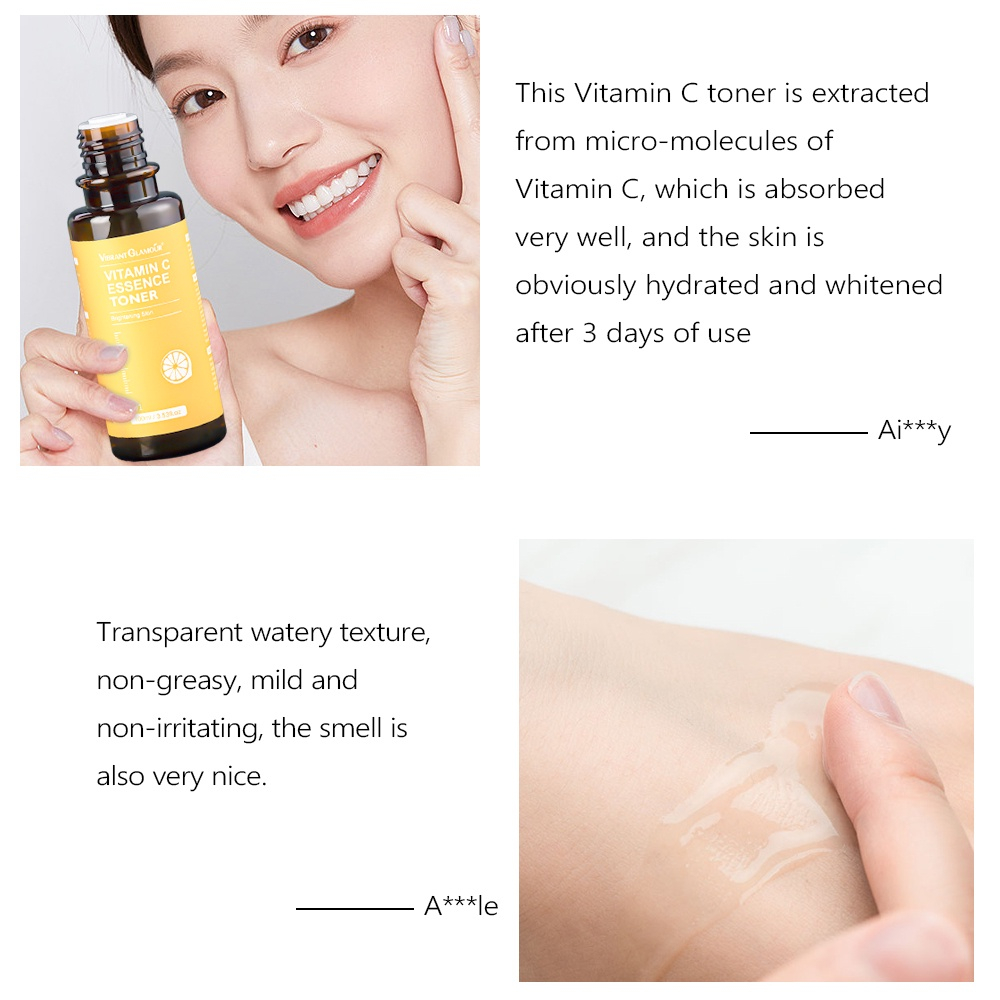 VIBRANT GLAMOUR Vitamin C Toner 100ml Memutihkan Melembabkan Mencerahkan Warna Kulit Fading Dark Spots