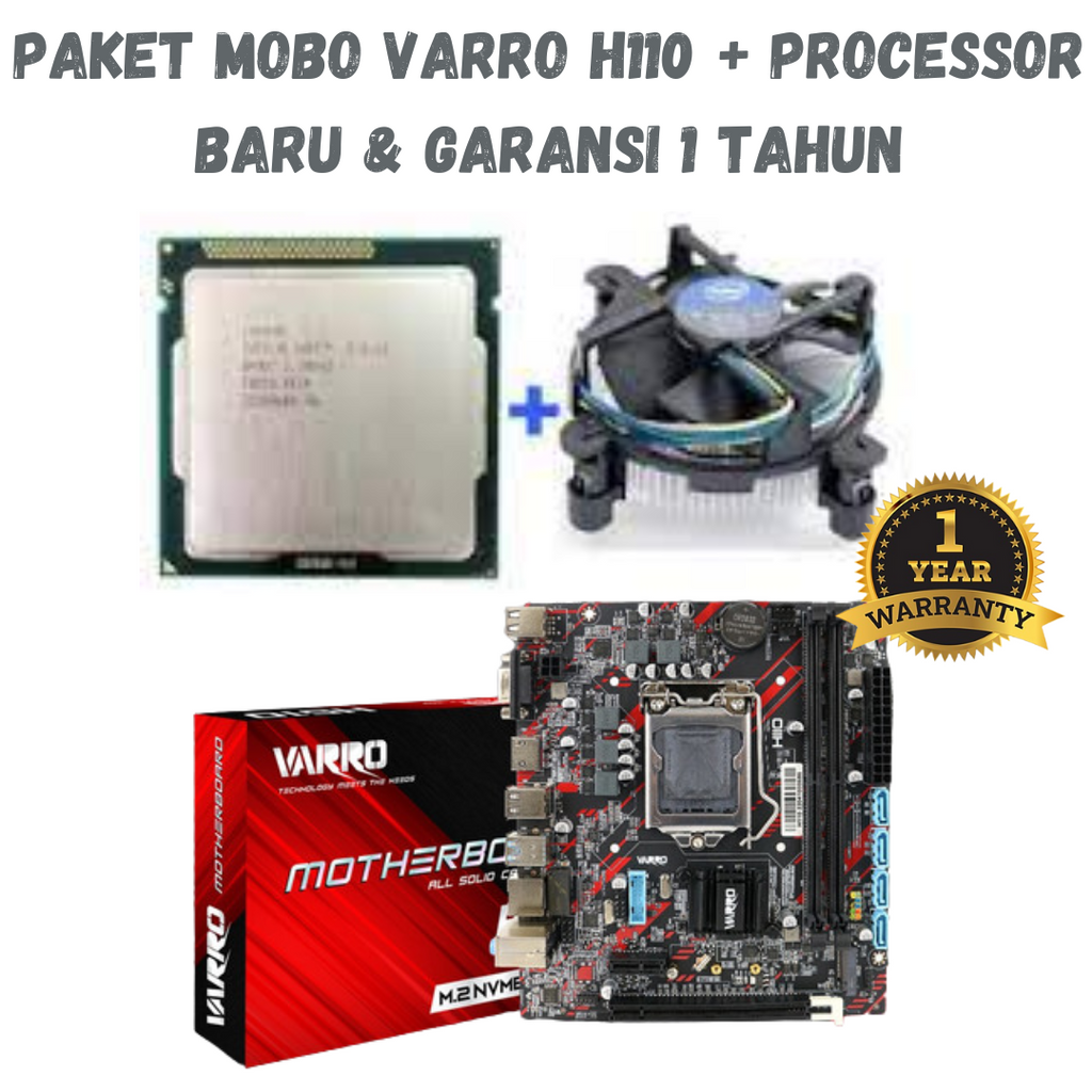 PAKET MOBO MOTHERBOARD VARRO H110 INTEL i3 6100 + FAN PROCESSOR