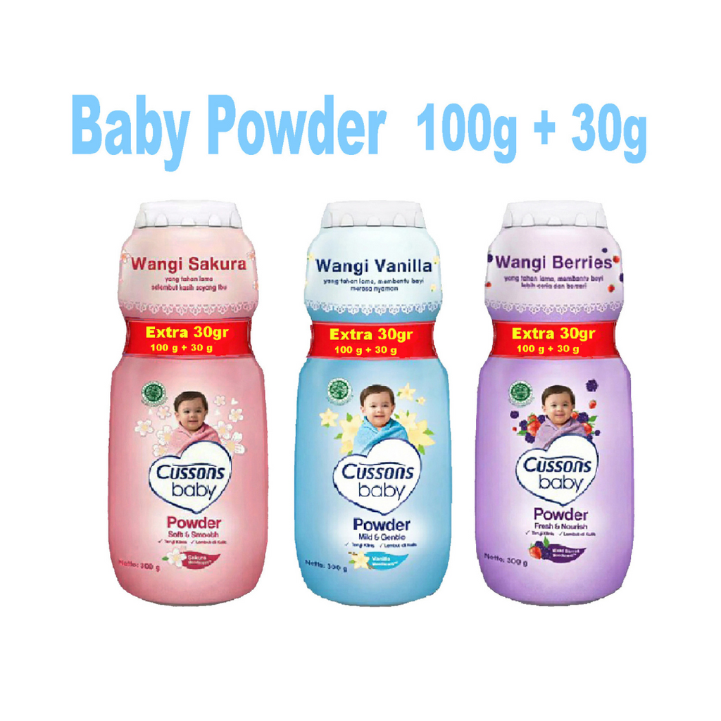 QEILA - Cussons Baby Powder / Bedak Bayi Cusson | Ukuran 100 gr + 30gr &amp; 200gr + 60gr