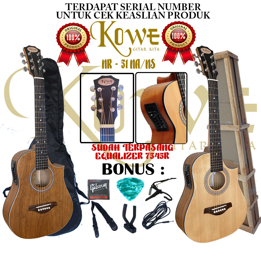 Gitar Akustik KOWE Ukuran 3/4 Seri NR 51 NS/NA Original Packing Kayu Bergaransi 100%