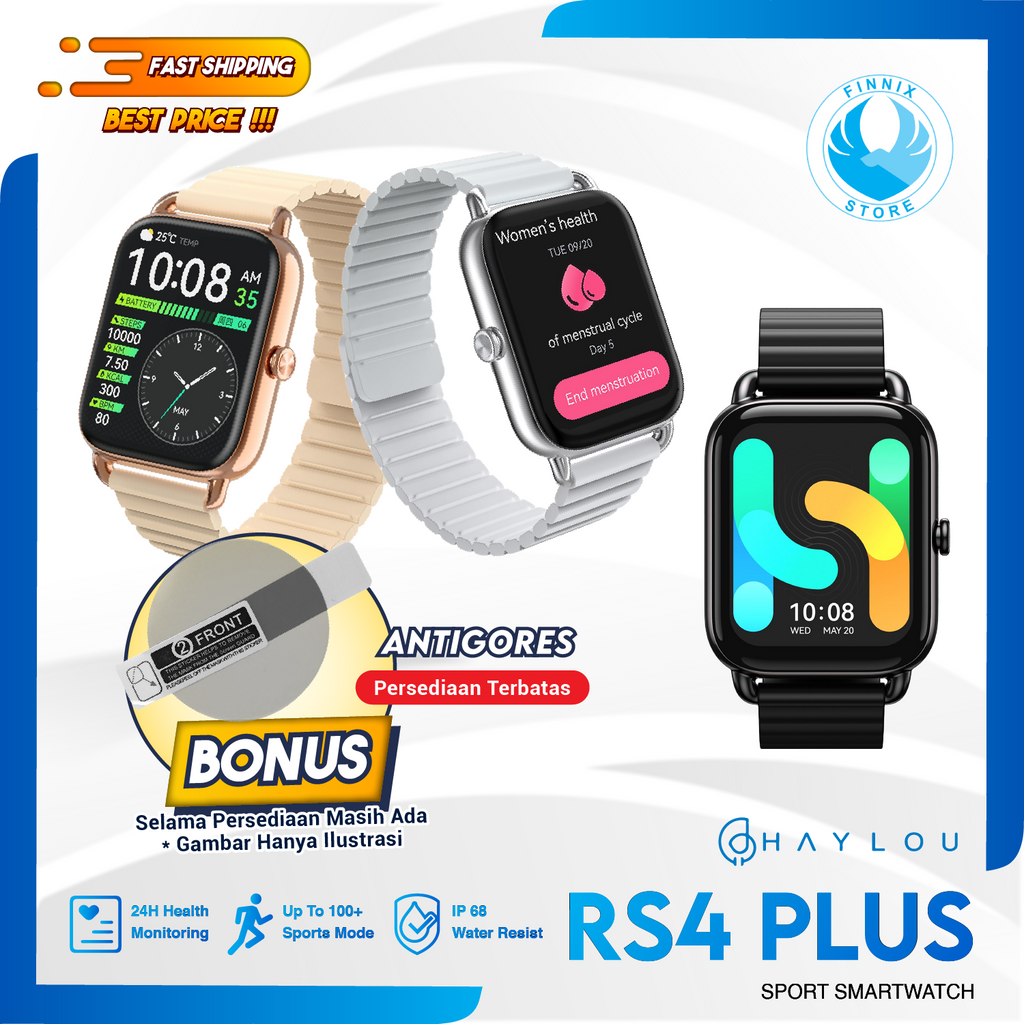 Haylou RS4 Plus Smartwatch SpO2 HD Retina Amoled IP68 Waterproof