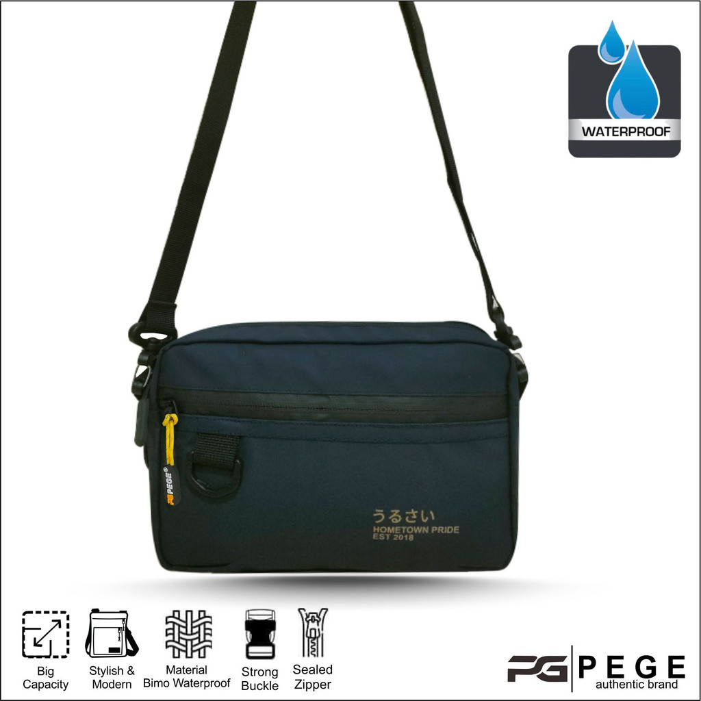 Tas Selempang PEGE Javer Model 2in1 Bahan Bimo Waterproof Anti Air Bisa Slingbag dan Pouch - PG 8962