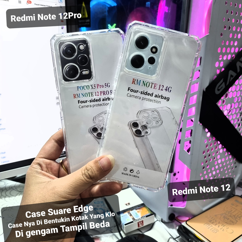 BARU TPU TEBAL [ Case KOTAK ] Xiaomi Redmi Note 12 12Pro POCO X5 5G Softcase Bening Crack/Soft Casing AirBag Anti Fall Protecth Camera/Silikon-Silicon-Silicone Glossy Transparent-Transparan Bumper KINGKONG HD SQUARE EDGE CLEAR Galaxy Original ORI Murah 5G