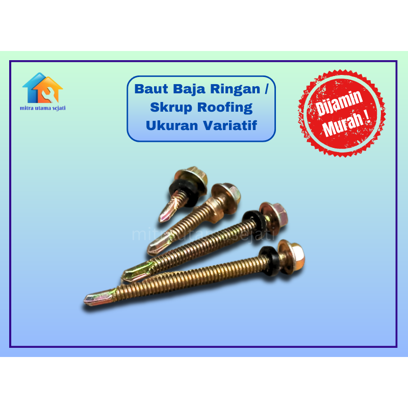 Baut Baja Ringan Skrup Sekrup Roofing Semua Ukuran