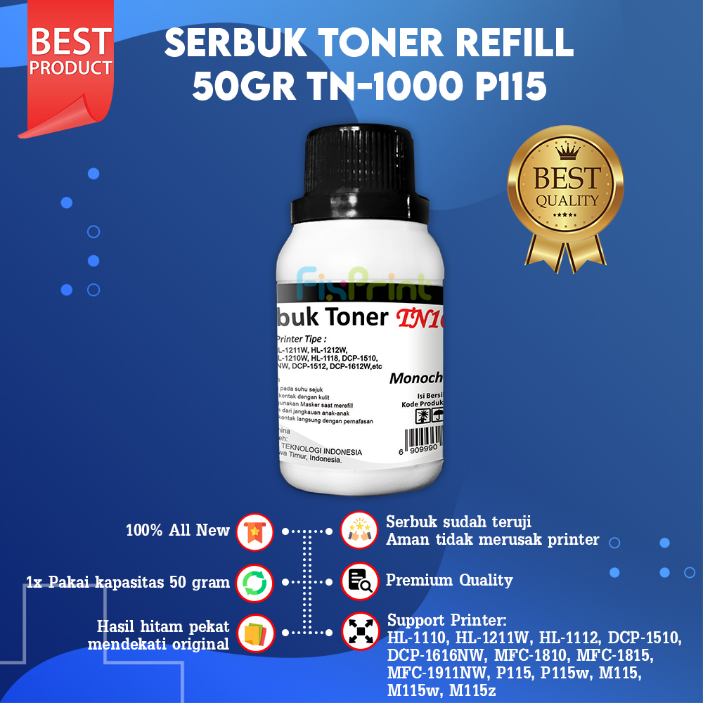 Serbuk Toner Refill Reset Gear tn1000 Tn 1030 TN1040 TN1050