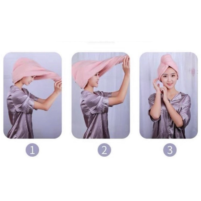 HC Handuk Keramas Hairtowel Handuk Turban Microbulu Handuk Kancing Kramas Handuk Rambut Onehand