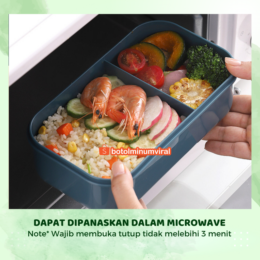 Kotak Bekal Makan Ada Sekat Lunch Box Set 1100 ml Anti Tumpah BPA FREE