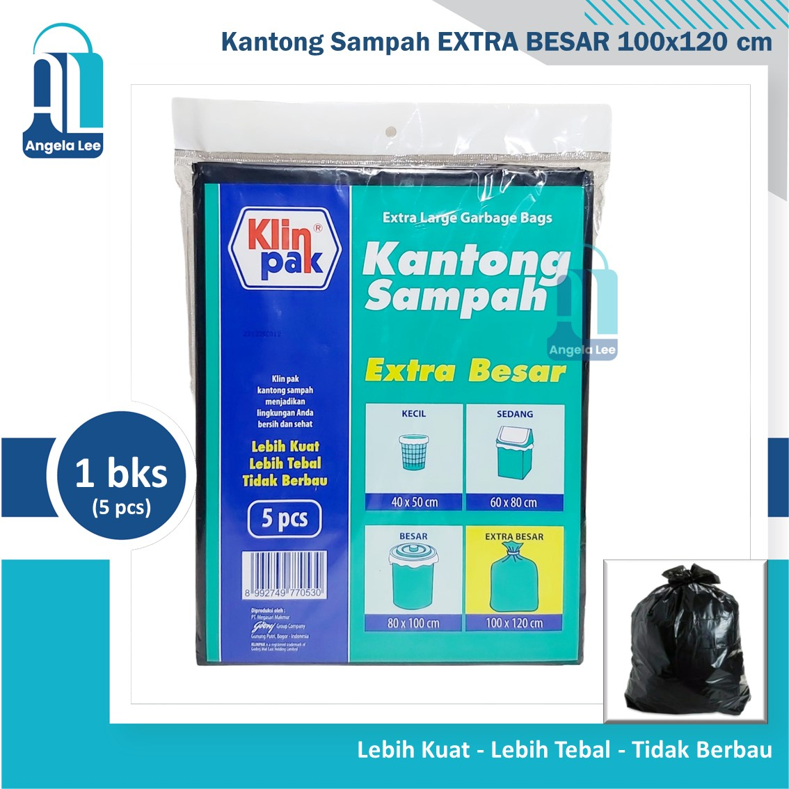 Klinpak Plastik Kantong Sampah Extra Besar 100x120cm isi 5 lembar