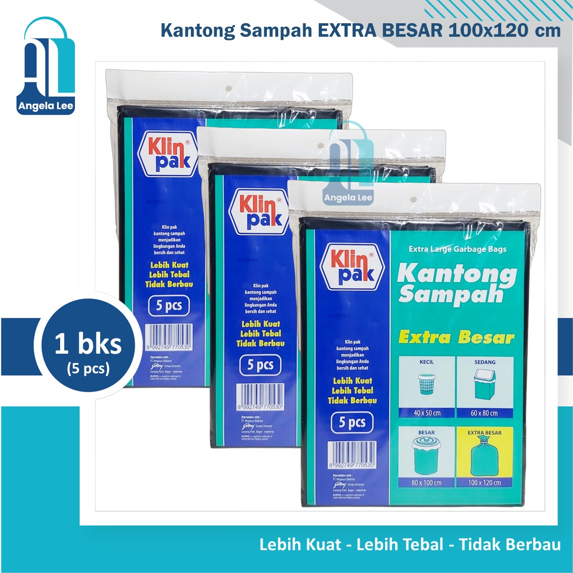 Klinpak Plastik Kantong Sampah Extra Besar 100x120cm isi 5 lembar