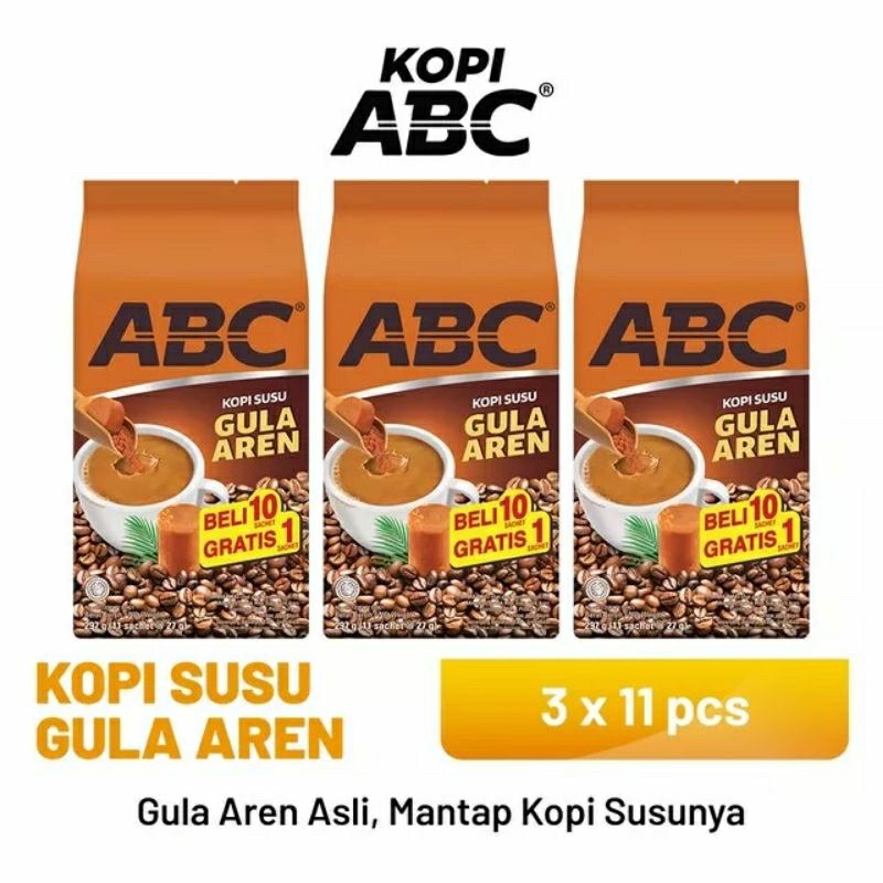 

ABC KOPI SUSU GULA AREN 3 PACK ( 11 X 27 GRAM )