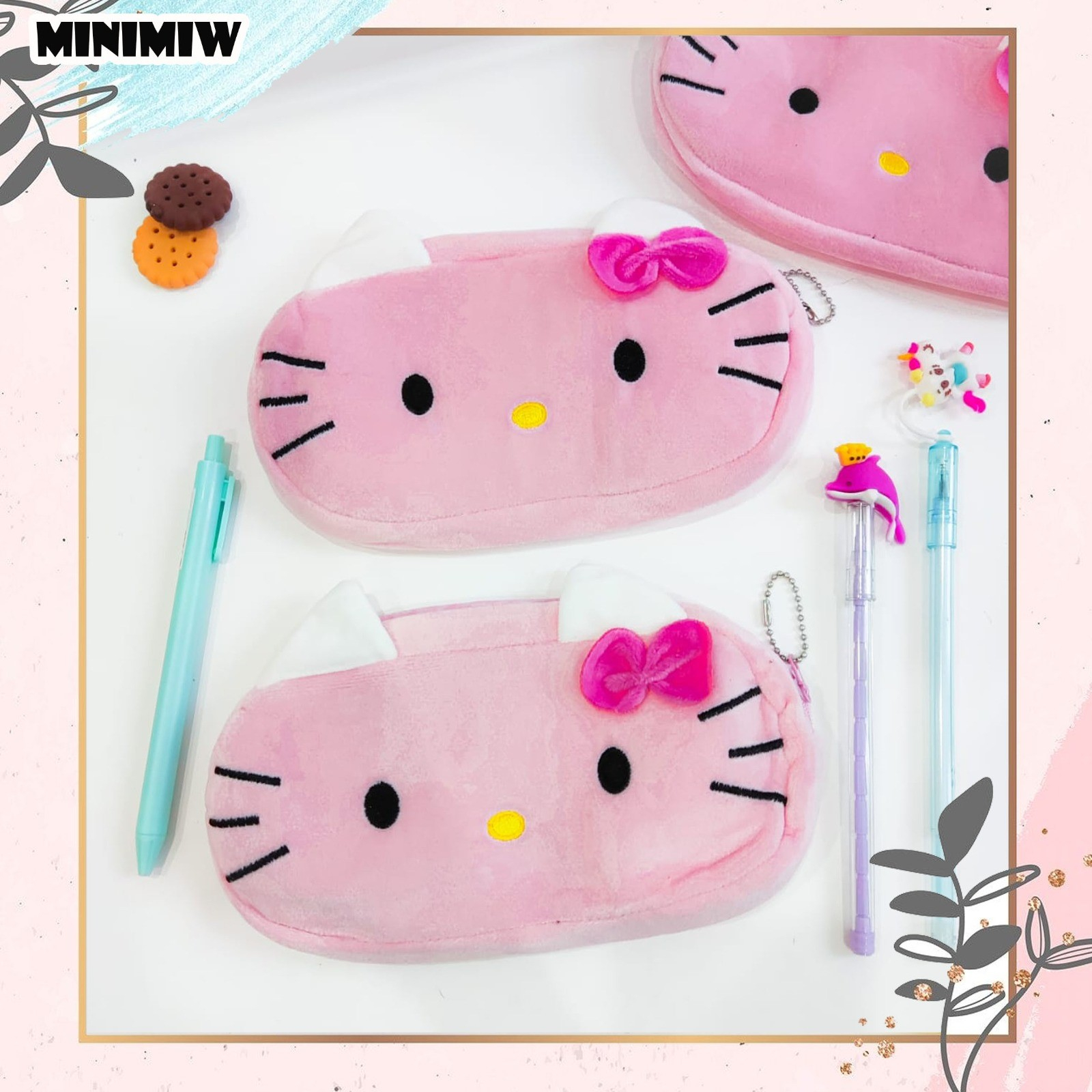 KOTAK PENSIL BENTUK HELLO KITTY LEMBUT PLUSHY PLUSHIE POUCH PANJANG TEMPAT ALAT TULIS SIMPLE