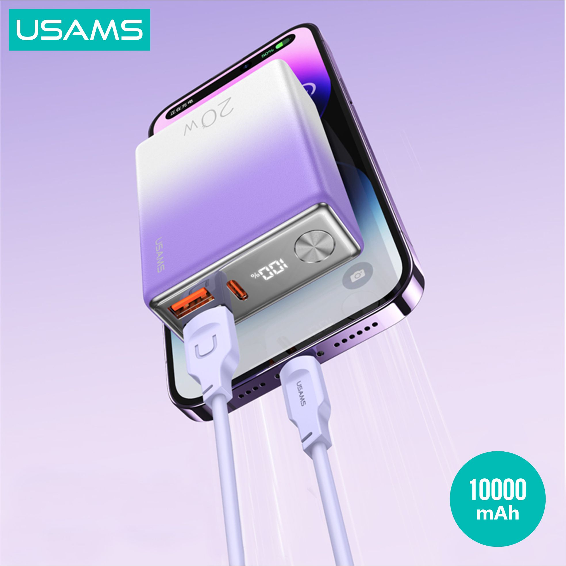 USAMS Nebula Powerbank 10000mAh Fast Charging PD20W+QC3.0