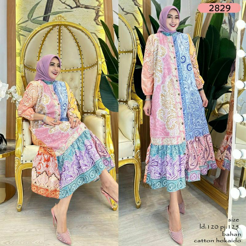 Berka Midi #2, MIDI DRESS WANITA CANTIK MODIS JUMBO FIT XXL LD 120 BAHAN KATUN HOKKAIDO PREMIUM KANCING AKTIF TERMURAH OOTD KEKINIAN TERLARIS