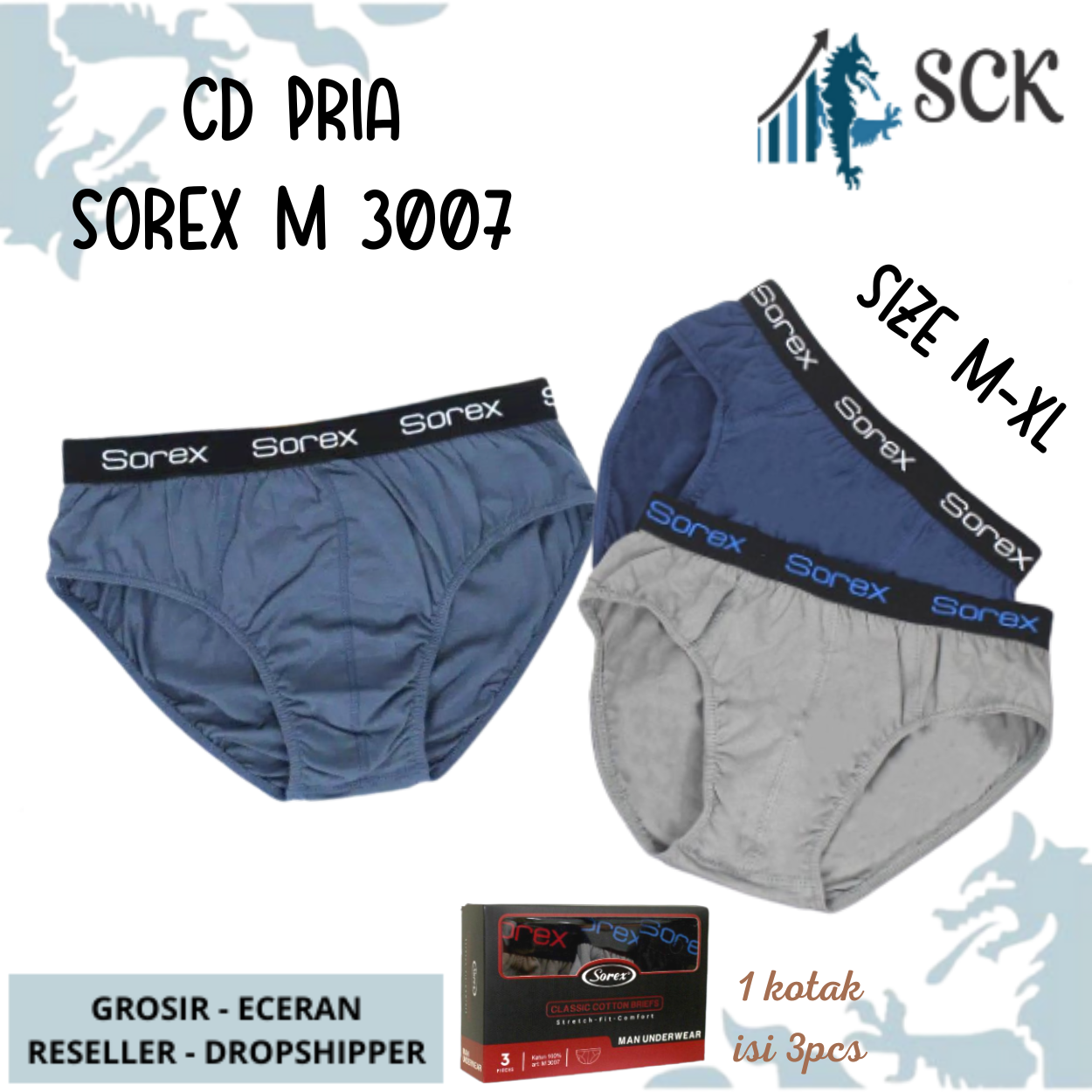 [ISI 1] CD Pria SOREX 3007 Karet Boxer / Boxer CD Cowok SOREX - sckmenwear GROSIR