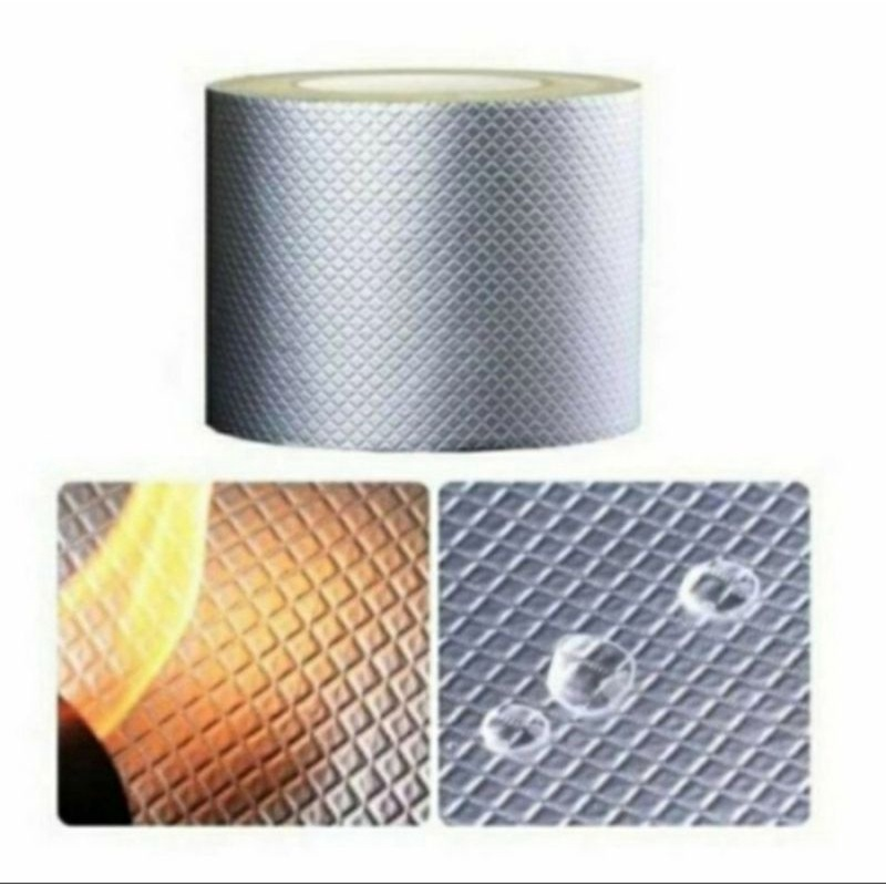 OKK Lakban Aluminium Foil Lem Tambal Anti Bocor Air Butyl Waterproof Tape Penambal Reparasi Tahan Panas