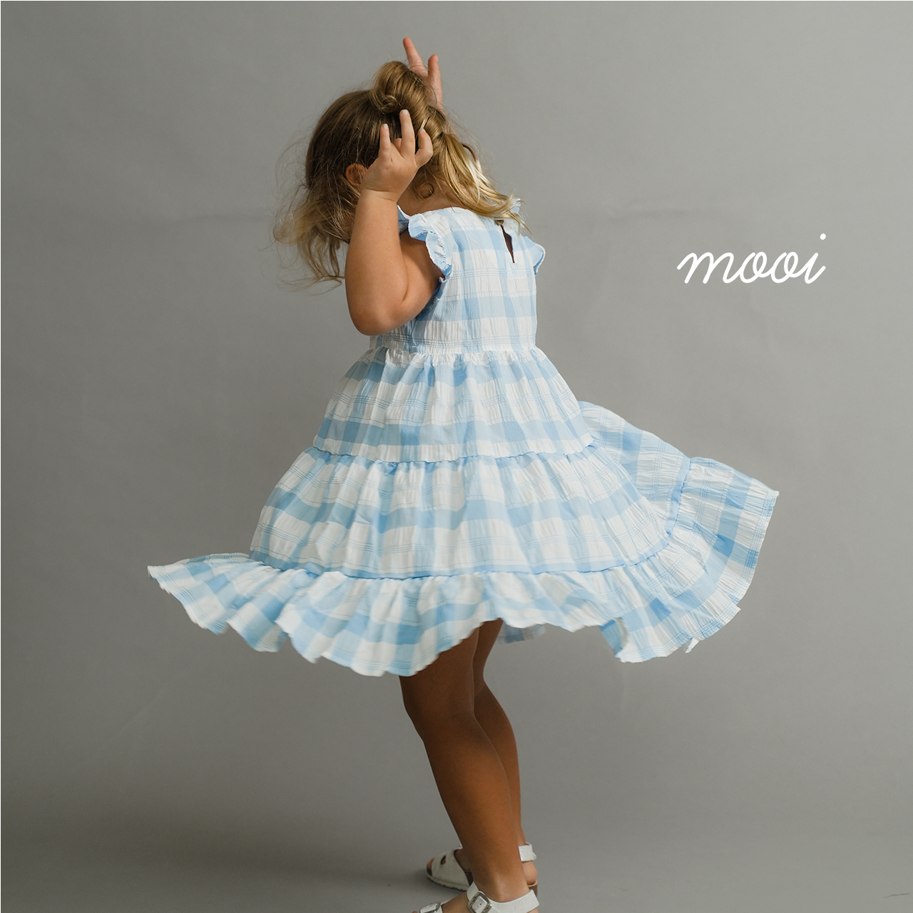 MOOI STARLA DRESS NILA  DRESS ANAK MOTIF KOTAK DRESS RUFFLE PENDEK ANAK PEREMPUAN 1-5 TAHUN