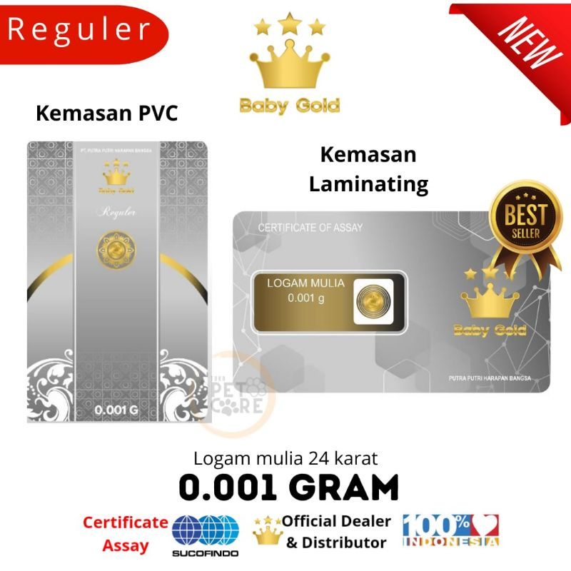 Logam Mulia 24 Karat 0.001 gram Babygold Mini gold Minigram Emas Kecil Dealer Resmi Bogor