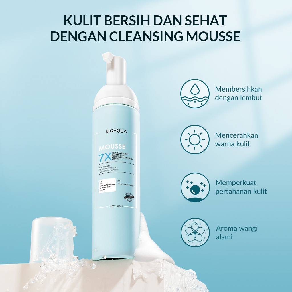 BIOAQUA 7X Ceramide Skincare Paket Repair Barrier Set With Moisturizer Cream/Hydrating Toner/Serum Wajah/Gentle Cleanser